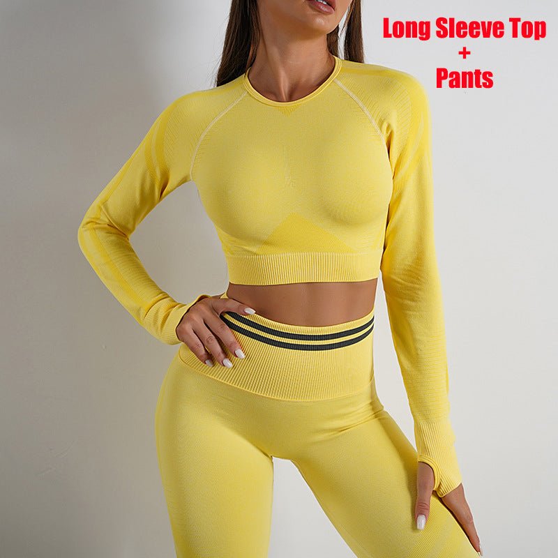 The LiftMatch Set – Women's Seamless Butt-Lift Gym Leggings & Long Sleeve Top - Undefyning Lynes