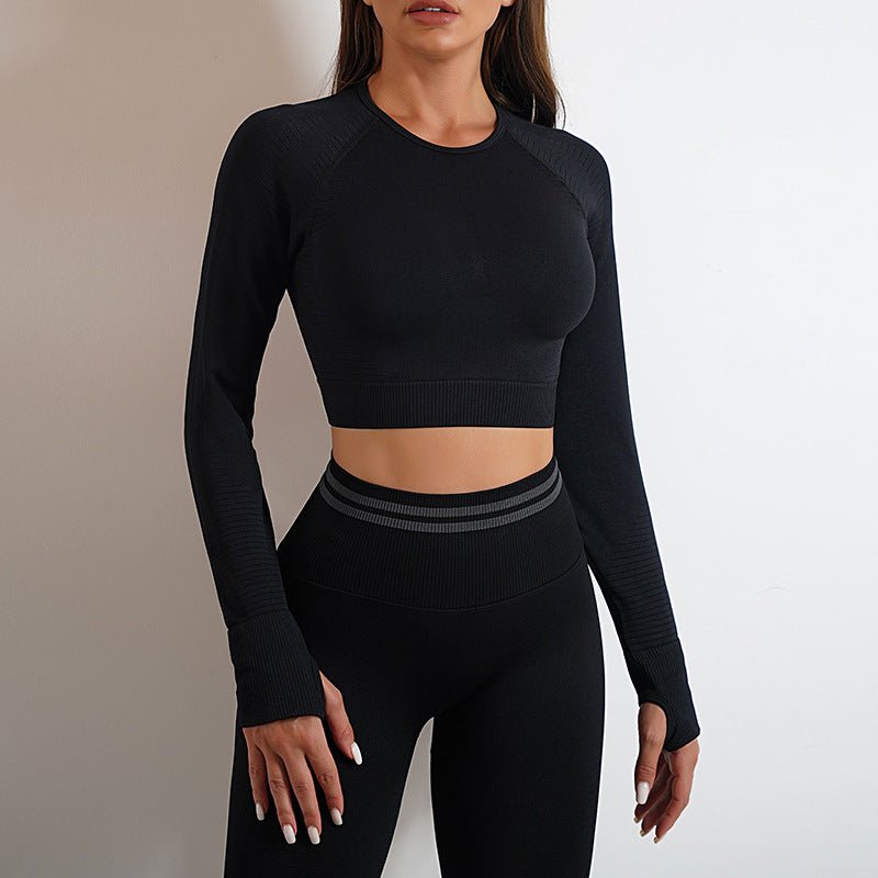 The LiftMatch Set – Women's Seamless Butt-Lift Gym Leggings & Long Sleeve Top - Undefyning Lynes