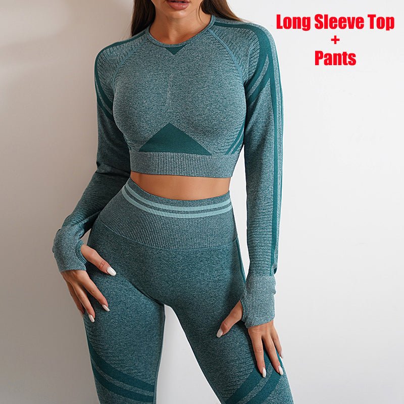 The LiftMatch Set – Women's Seamless Butt-Lift Gym Leggings & Long Sleeve Top - Undefyning Lynes