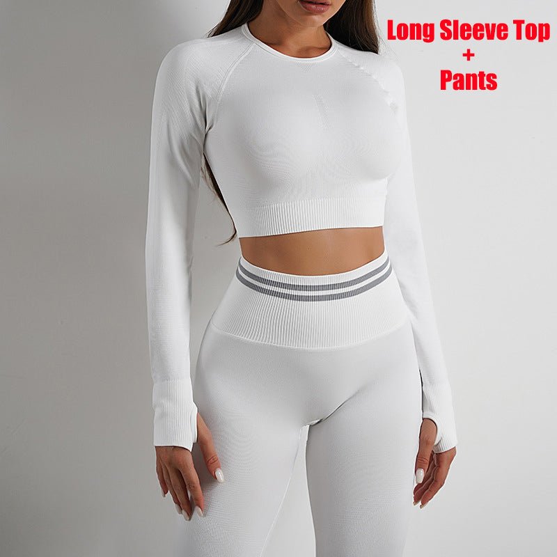 The LiftMatch Set – Women's Seamless Butt-Lift Gym Leggings & Long Sleeve Top - Undefyning Lynes
