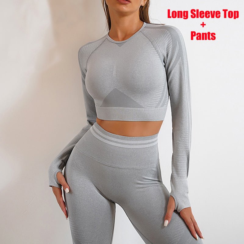 The LiftMatch Set – Women's Seamless Butt-Lift Gym Leggings & Long Sleeve Top - Undefyning Lynes