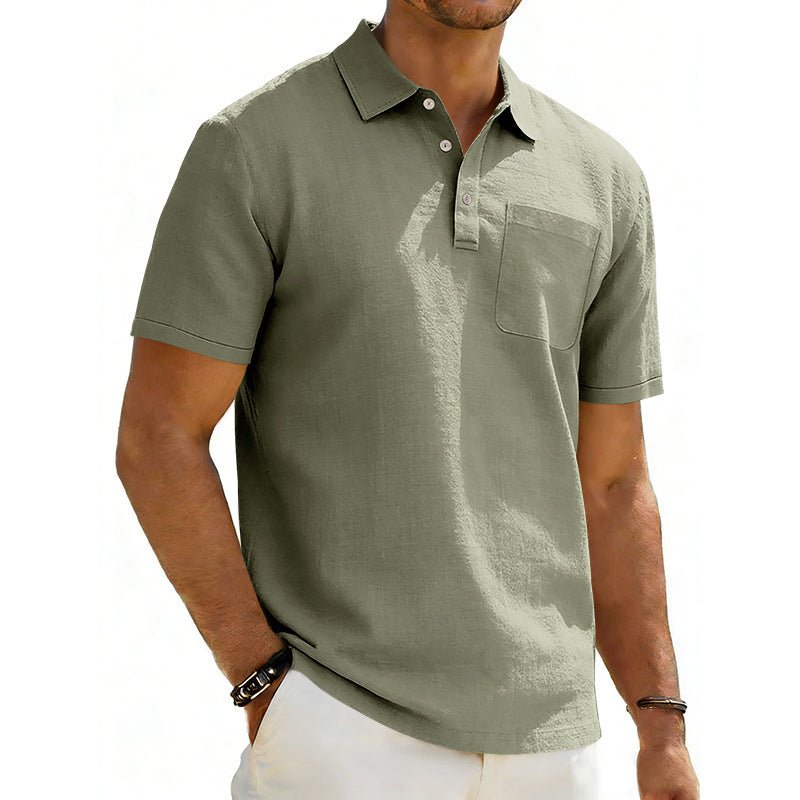 The Linen Polo – Men's Lapel Collar Linen Blend Pocket Shirt - Undefyning Lynes