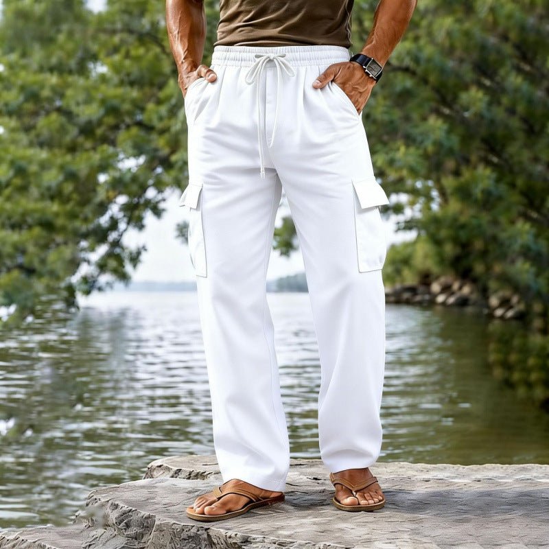 The Linen Trouser — Men's Cotton-Linen Straight-Leg Drawstring Pants - Undefyning Lynes