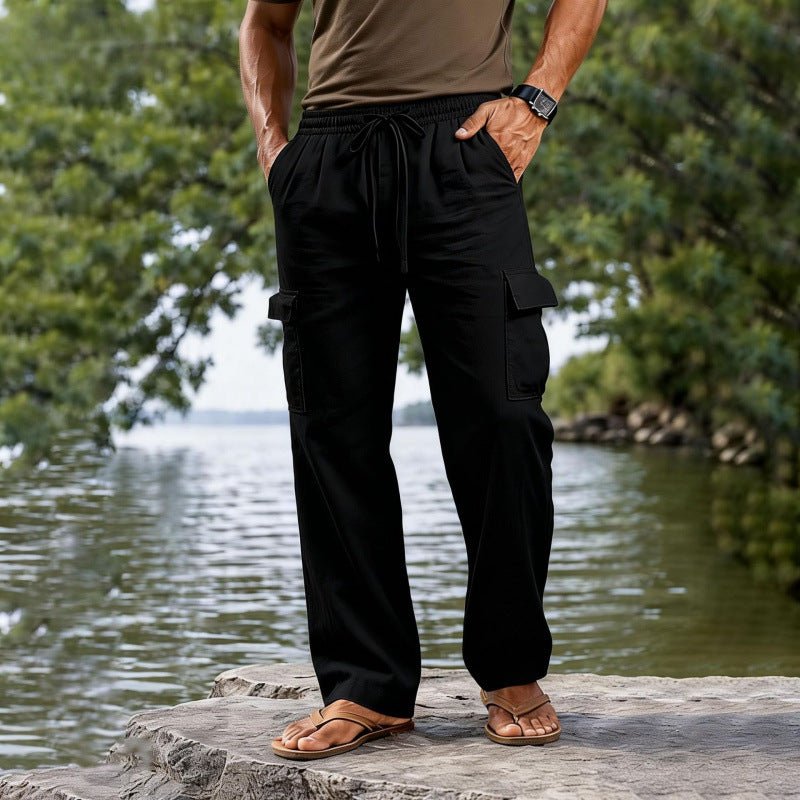 The Linen Trouser — Men's Cotton-Linen Straight-Leg Drawstring Pants - Undefyning Lynes