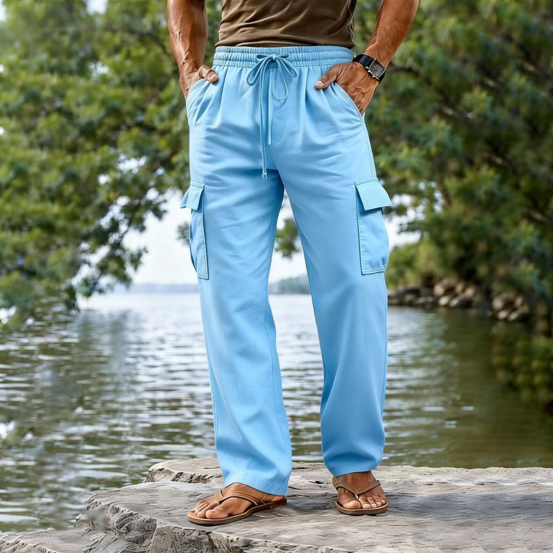 The Linen Trouser — Men's Cotton-Linen Straight-Leg Drawstring Pants - Undefyning Lynes