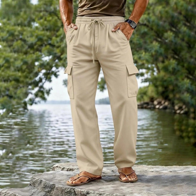 The Linen Trouser — Men's Cotton-Linen Straight-Leg Drawstring Pants - Undefyning Lynes