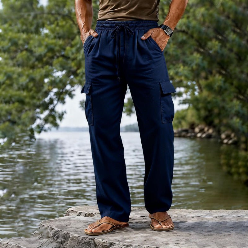 The Linen Trouser — Men's Cotton-Linen Straight-Leg Drawstring Pants - Undefyning Lynes