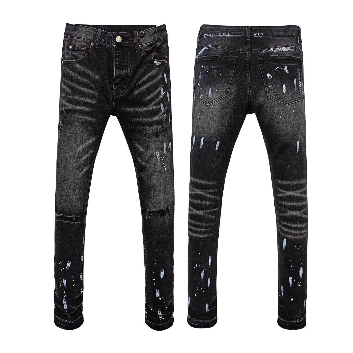 The Paint Splatter — Men's Straight-Leg Paint Splatter Stretch Denim Jeans - Undefyning Lynes