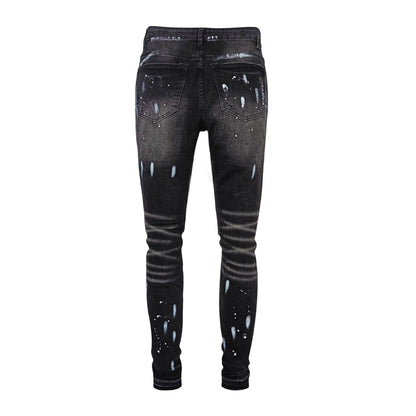 The Paint Splatter — Men's Straight-Leg Paint Splatter Stretch Denim Jeans - Undefyning Lynes
