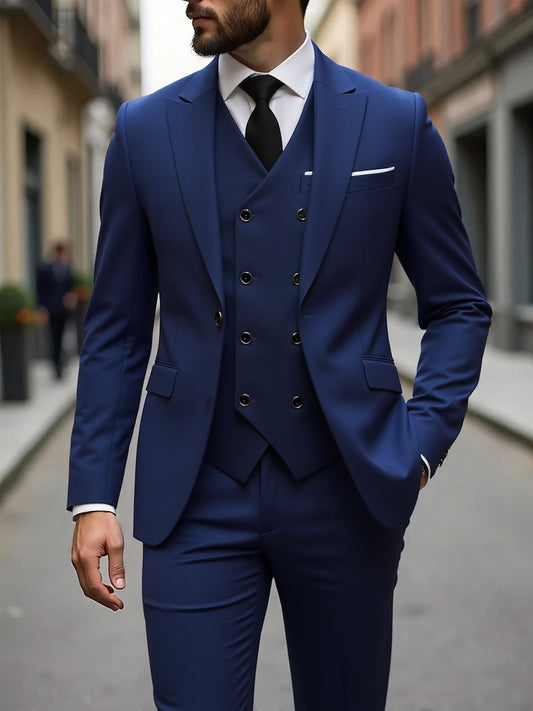 The Power Suit — Men's Double-Breasted Three-Piece Business Suit - Undefyning Lynes