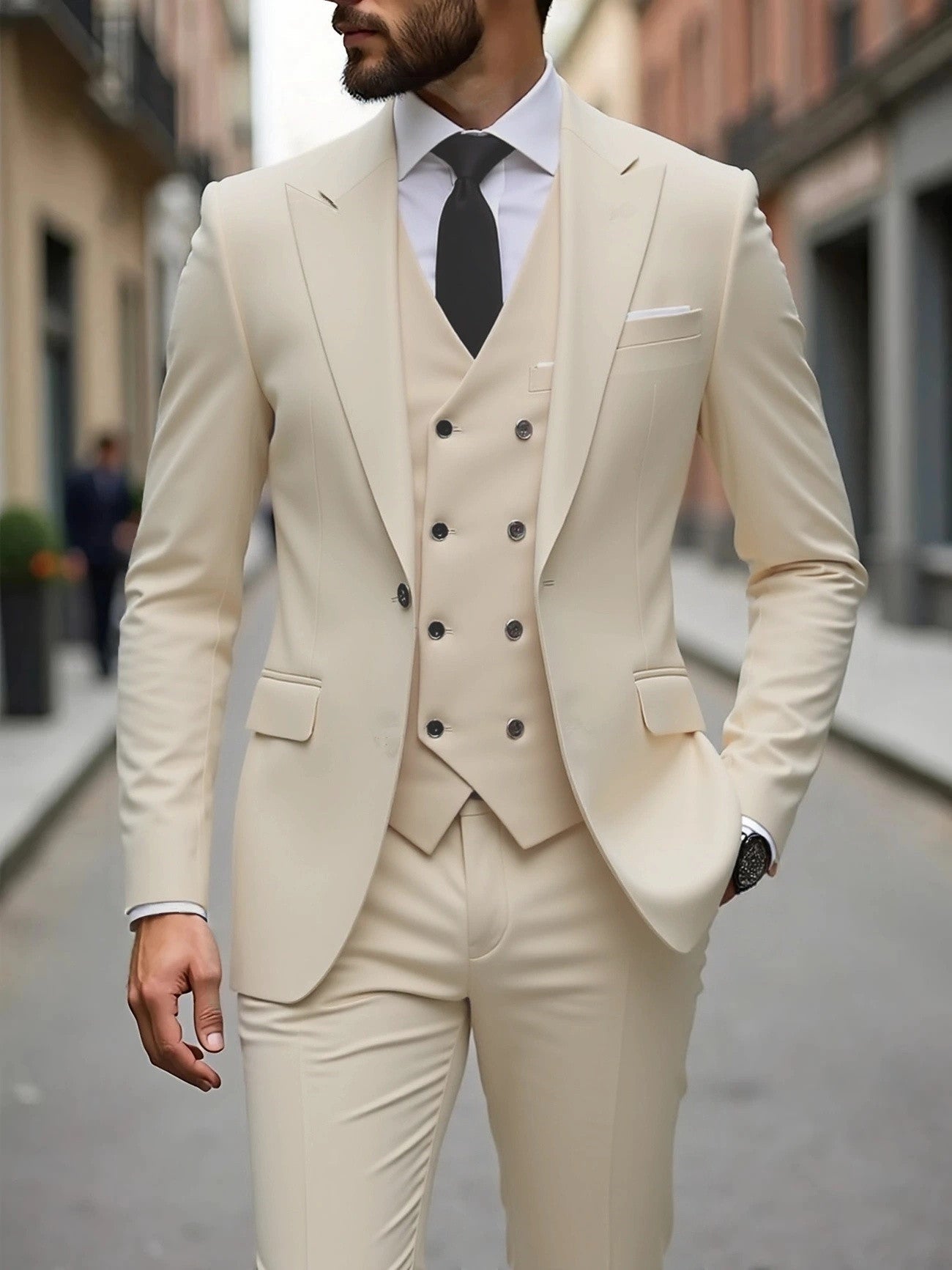 The Power Suit — Men's Double-Breasted Three-Piece Business Suit - Undefyning Lynes