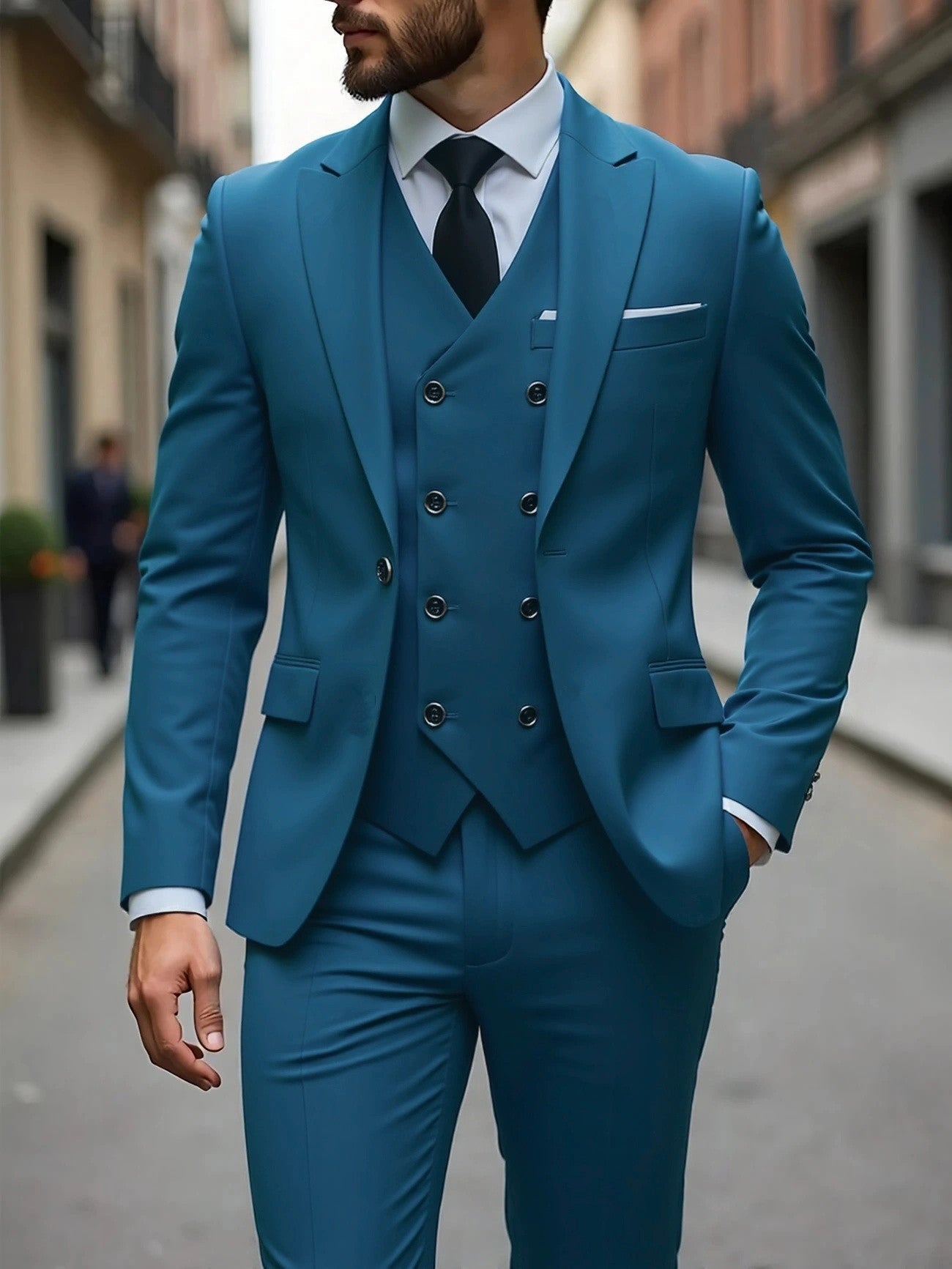 The Power Suit — Men's Double-Breasted Three-Piece Business Suit - Undefyning Lynes