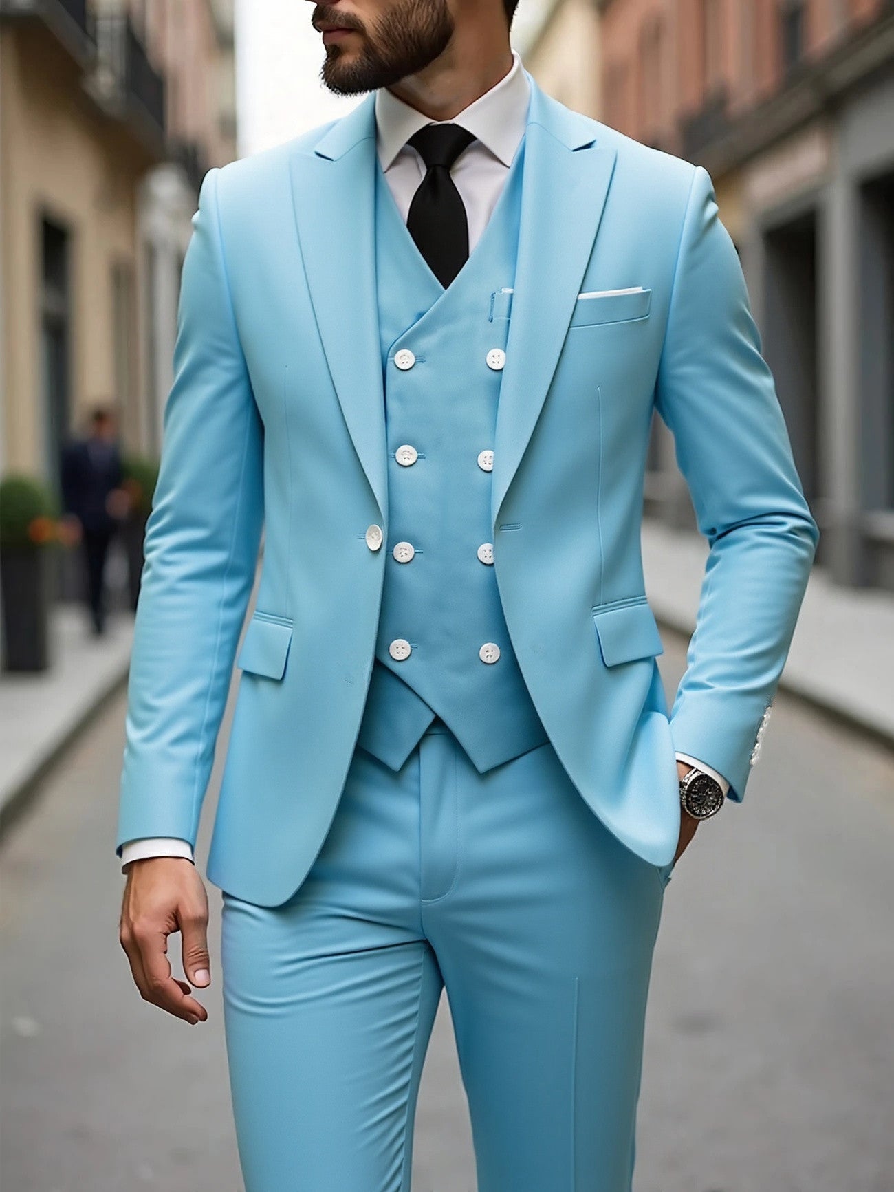 The Power Suit — Men's Double-Breasted Three-Piece Business Suit - Undefyning Lynes