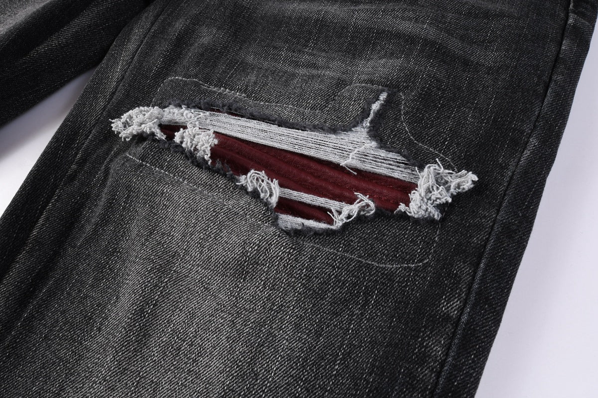 The Raw Edge — Men's Distressed Ripped Straight-Leg Denim Jeans - Undefyning Lynes