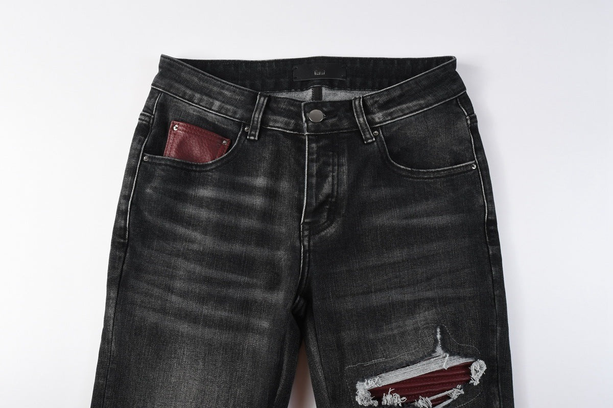 The Raw Edge — Men's Distressed Ripped Straight-Leg Denim Jeans - Undefyning Lynes