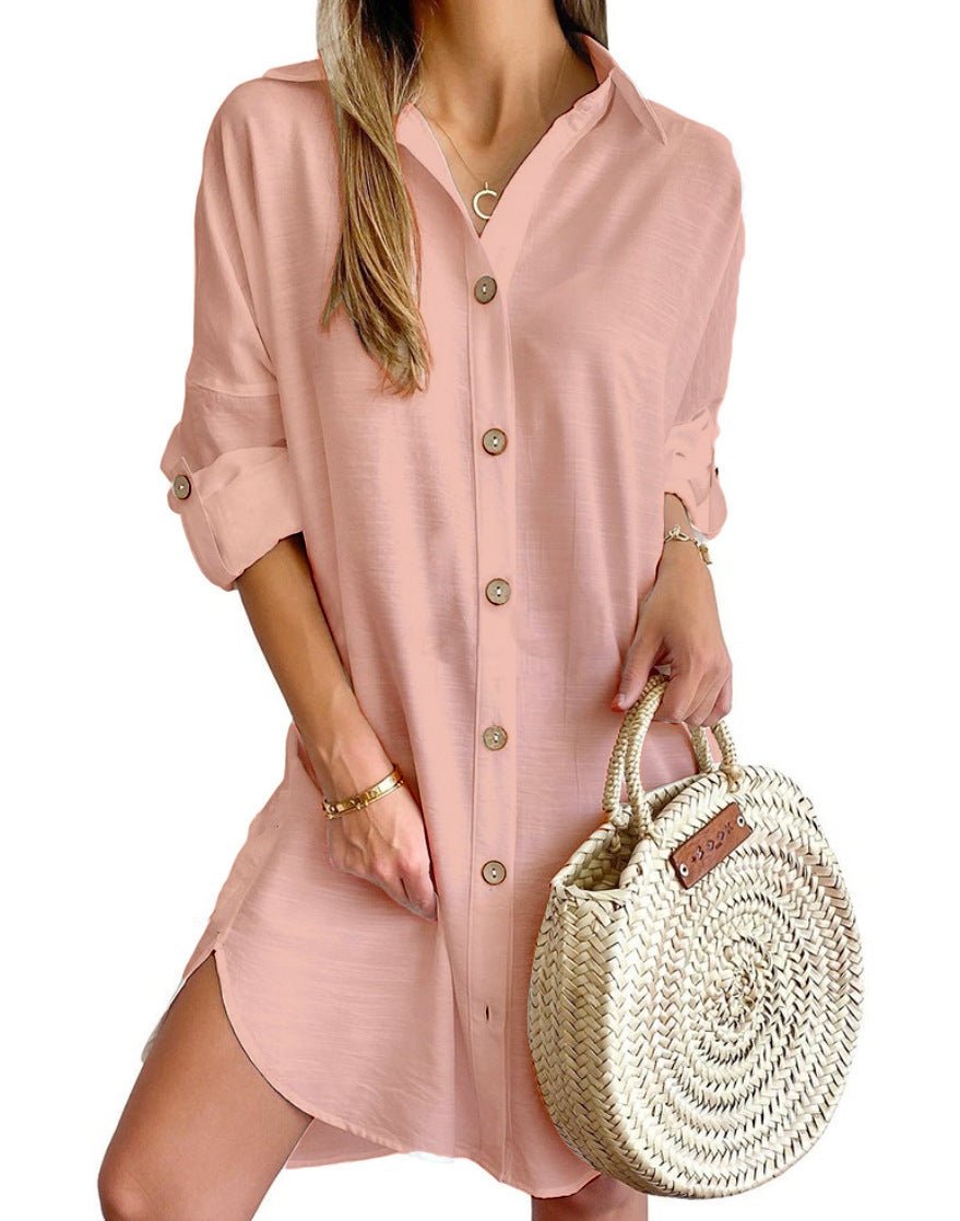 The ShirtDress Edit – Women's Long Sleeve Lapel Button-Down Midi Dress - Undefyning Lynes