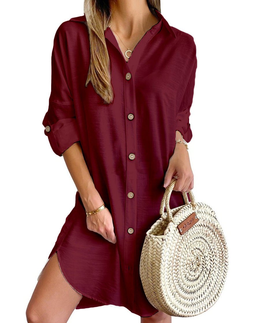 The ShirtDress Edit – Women's Long Sleeve Lapel Button-Down Midi Dress - Undefyning Lynes