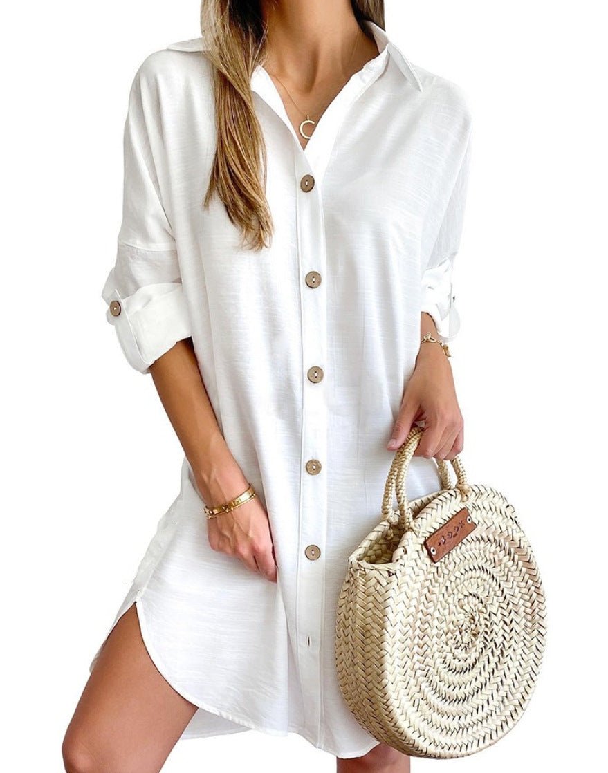 The ShirtDress Edit – Women's Long Sleeve Lapel Button-Down Midi Dress - Undefyning Lynes