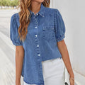 Women's slim-fit button-down denim shirt — Undefyning Lynes (1 of 3)