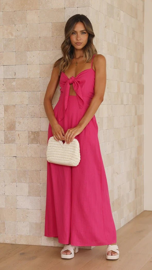 The SpaghettiTie Jumpsuit – Women's Tied Spaghetti-Strap Trendy Romper - Undefyning Lynes