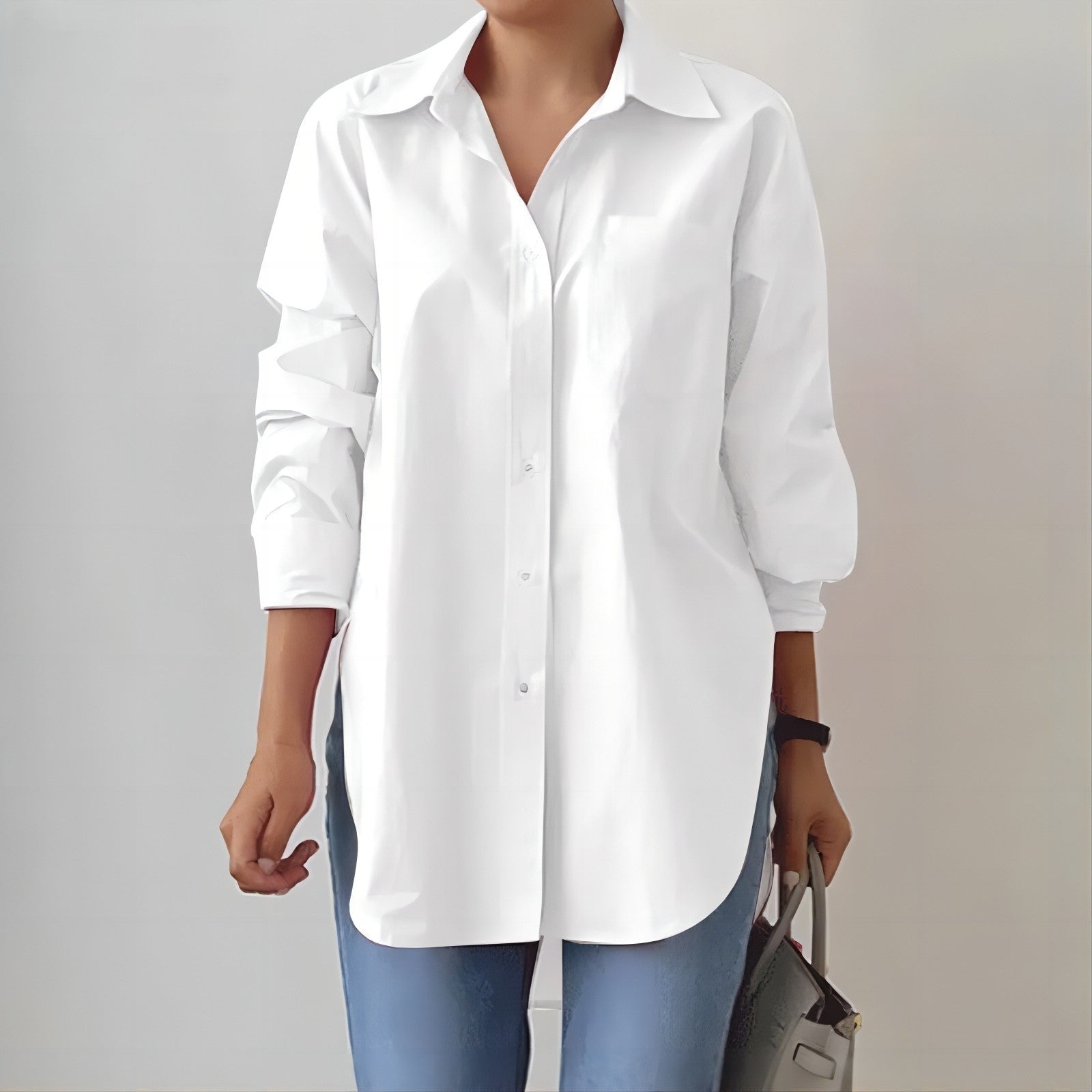 The SplitNeck Blouse – Women's Polished Split-Neck Long Sleeve Top - Undefyning Lynes