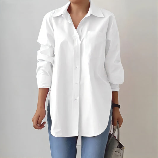 The SplitNeck Blouse – Women's Polished Split-Neck Long Sleeve Top - Undefyning Lynes