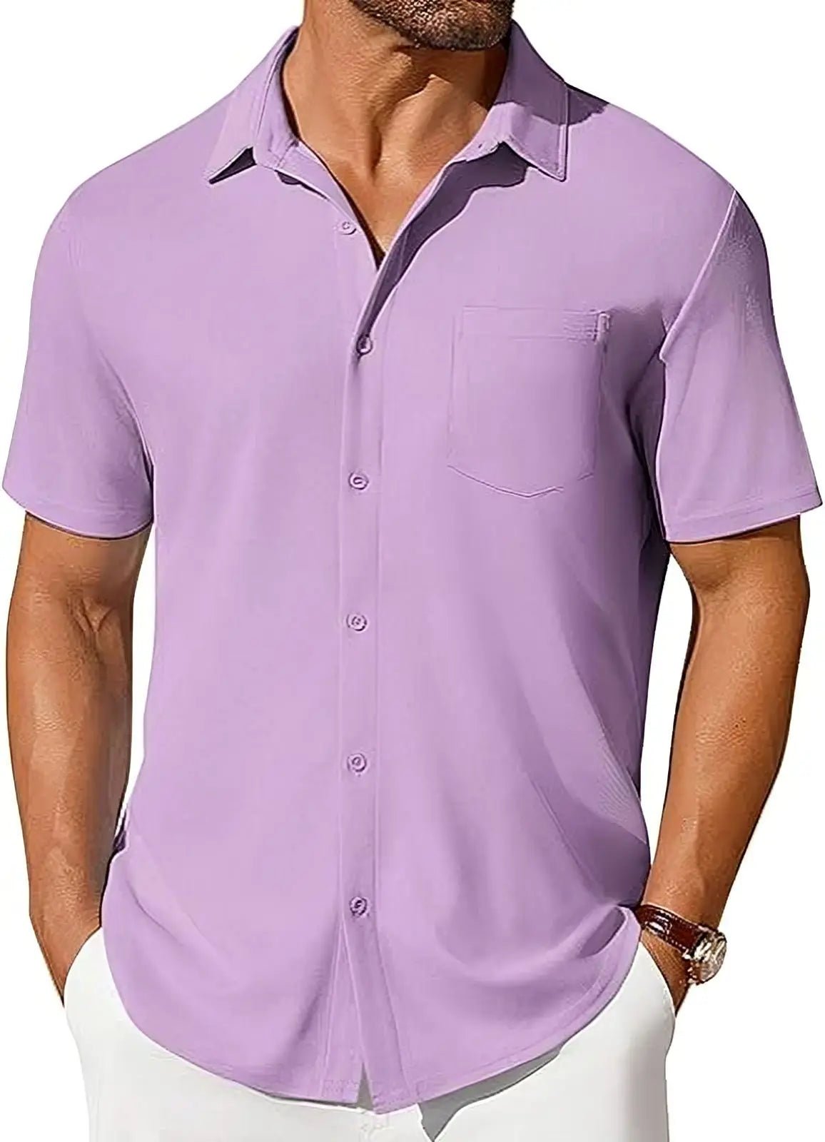 The Stretch Shirt — Men's Wrinkle-Free Four-Way Stretch Slim Fit Short Sleeve - Undefyning Lynes