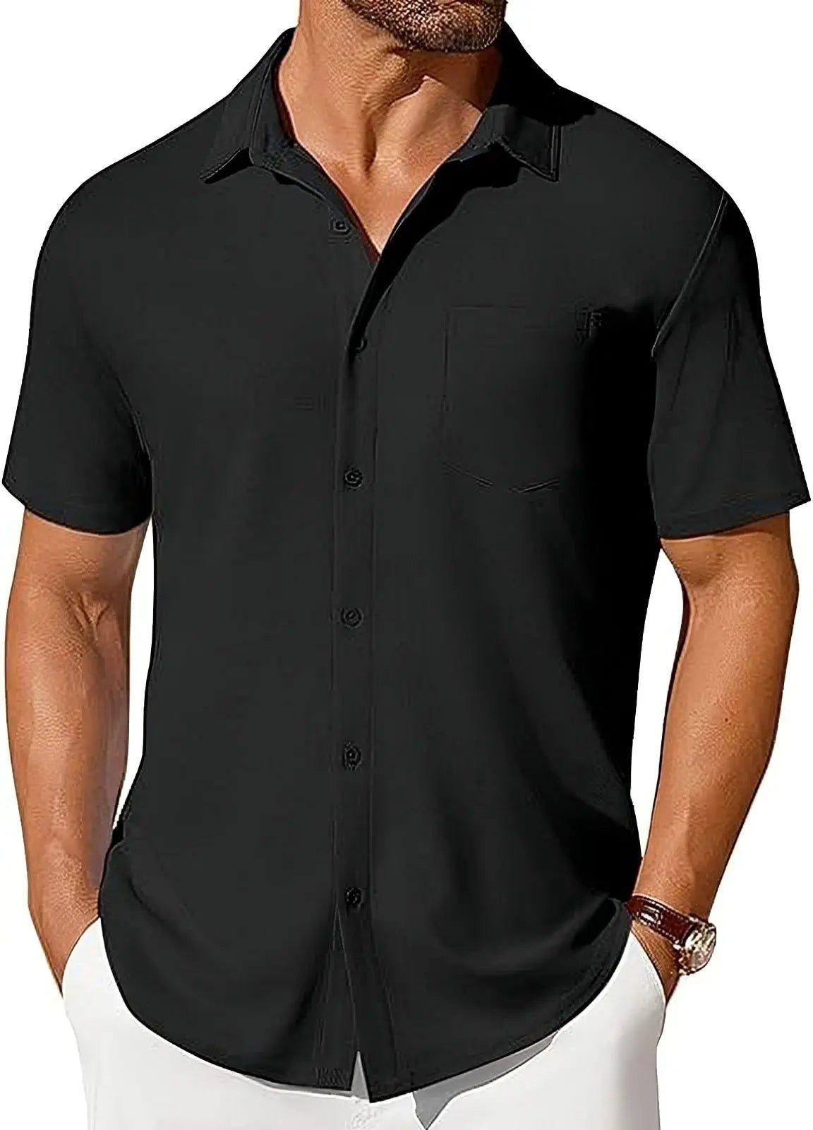 The Stretch Shirt — Men's Wrinkle-Free Four-Way Stretch Slim Fit Short Sleeve - Undefyning Lynes