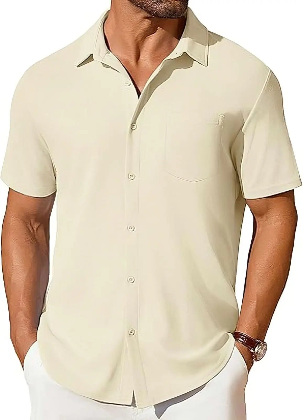 The Stretch Shirt — Men's Wrinkle-Free Four-Way Stretch Slim Fit Short Sleeve - Undefyning Lynes