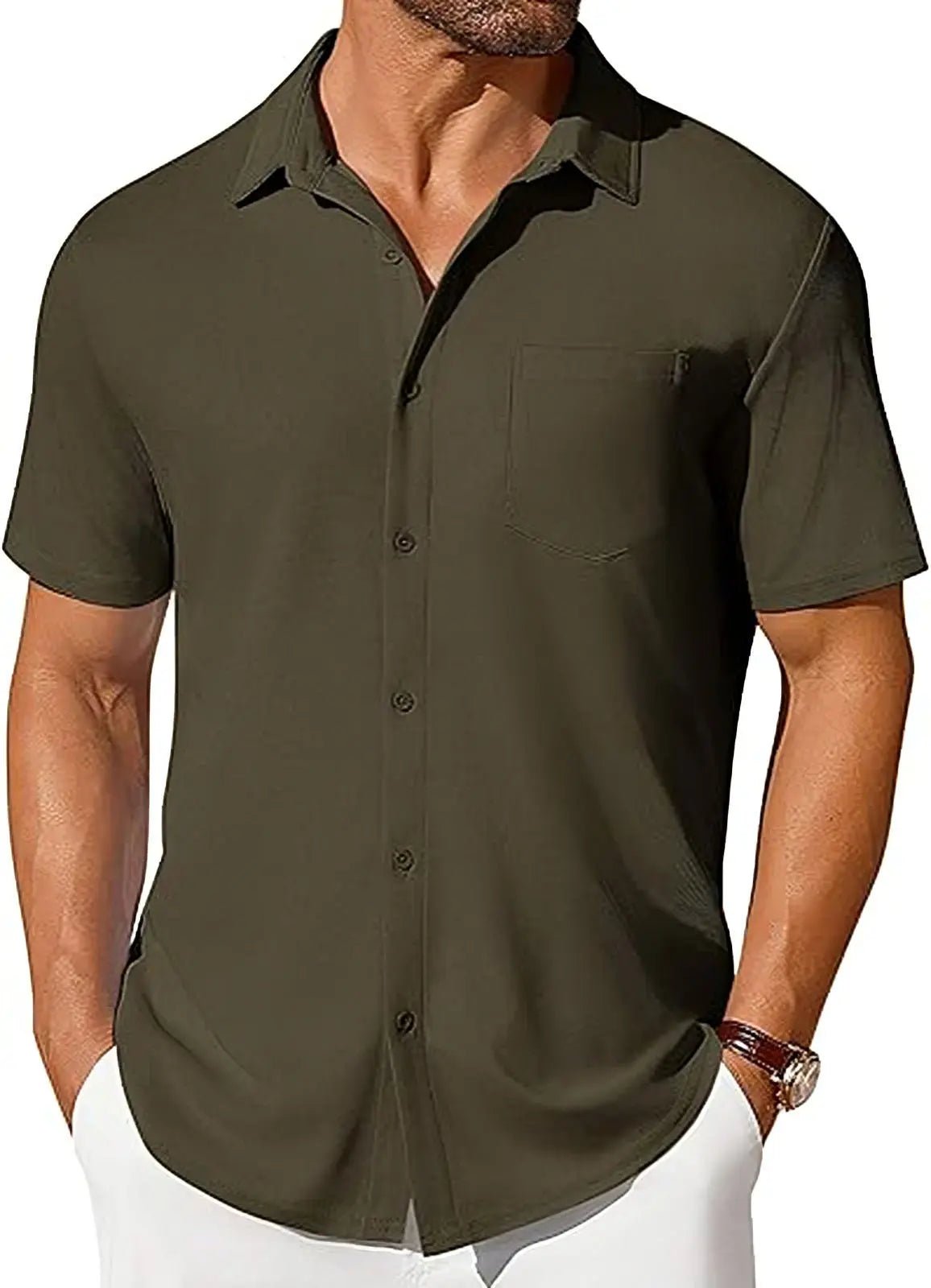 The Stretch Shirt — Men's Wrinkle-Free Four-Way Stretch Slim Fit Short Sleeve - Undefyning Lynes