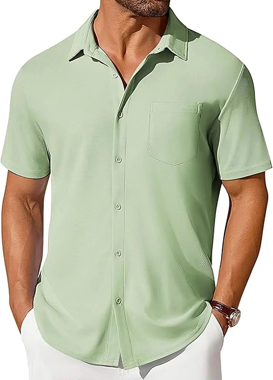 The Stretch Shirt — Men's Wrinkle-Free Four-Way Stretch Slim Fit Short Sleeve - Undefyning Lynes