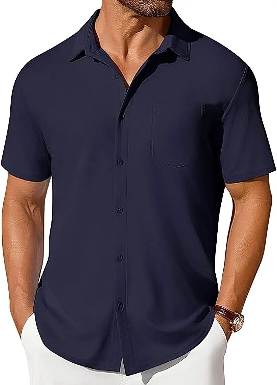 The Stretch Shirt — Men's Wrinkle-Free Four-Way Stretch Slim Fit Short Sleeve - Undefyning Lynes