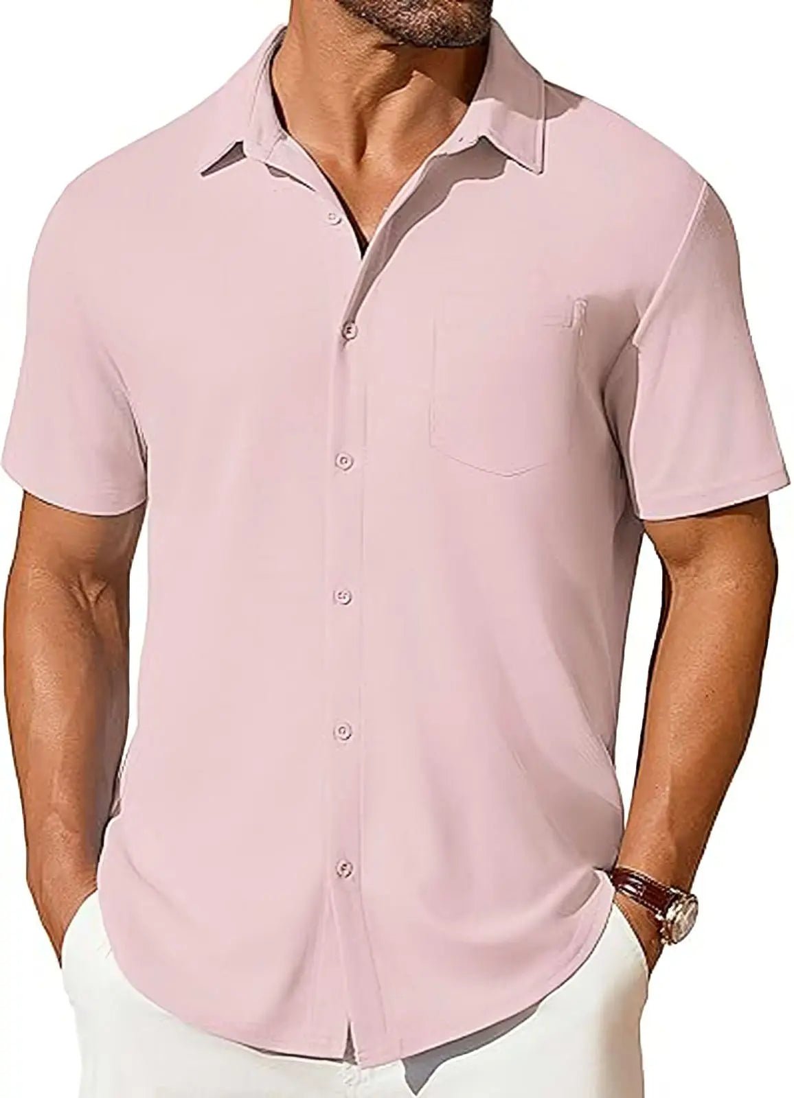 The Stretch Shirt — Men's Wrinkle-Free Four-Way Stretch Slim Fit Short Sleeve - Undefyning Lynes