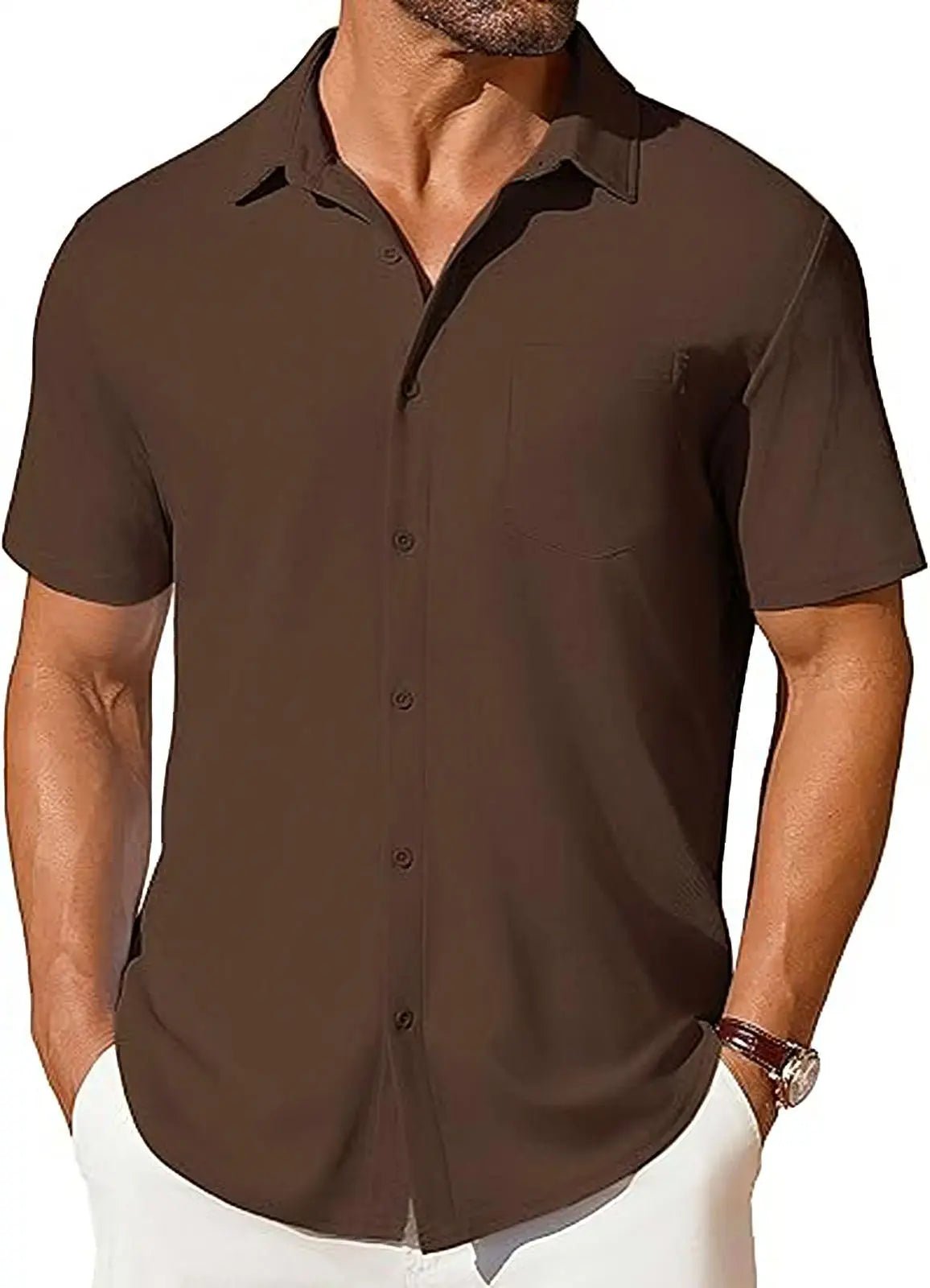 The Stretch Shirt — Men's Wrinkle-Free Four-Way Stretch Slim Fit Short Sleeve - Undefyning Lynes