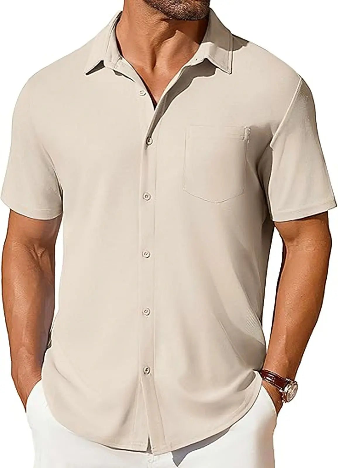 The Stretch Shirt — Men's Wrinkle-Free Four-Way Stretch Slim Fit Short Sleeve - Undefyning Lynes