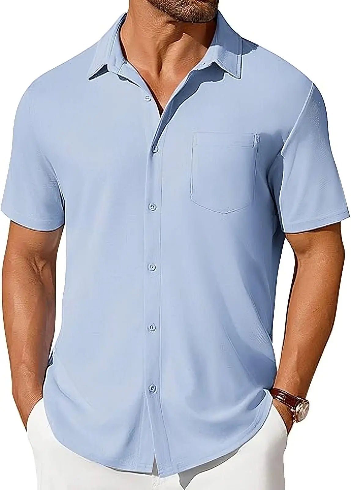 The Stretch Shirt — Men's Wrinkle-Free Four-Way Stretch Slim Fit Short Sleeve - Undefyning Lynes
