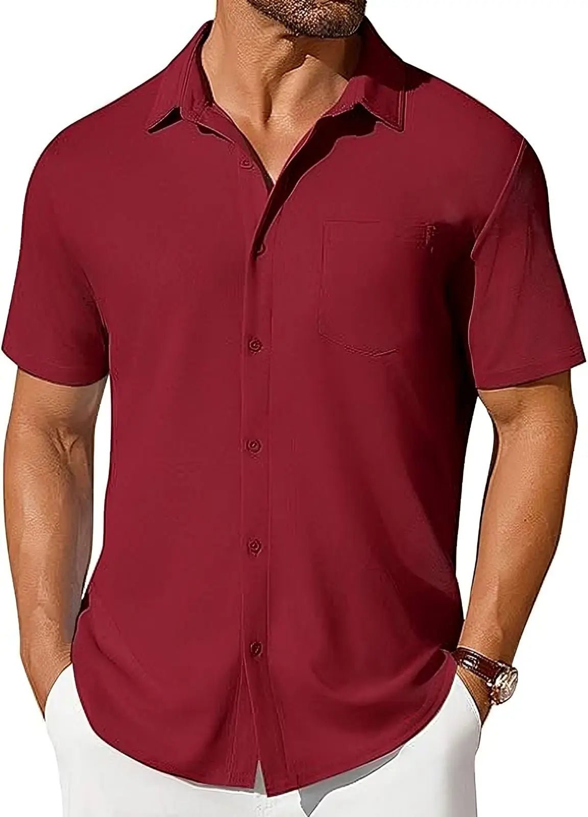 The Stretch Shirt — Men's Wrinkle-Free Four-Way Stretch Slim Fit Short Sleeve - Undefyning Lynes