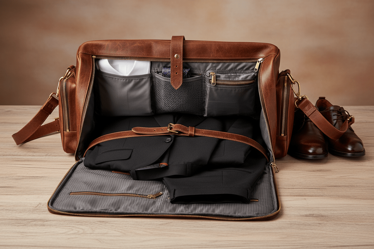 The Suit Shield – Premium Leather Garment Bag & Professional Suit Carrier - Undefyning Lynes