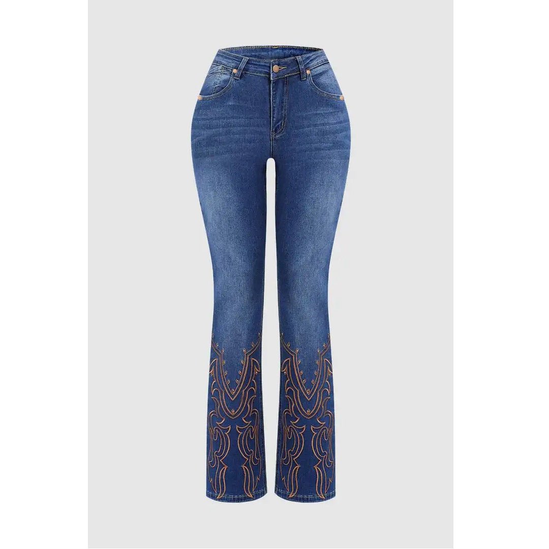 The Vintage Embroider Jean – Women's Artisan Vintage Embroidered Flare Denim - Undefyning Lynes