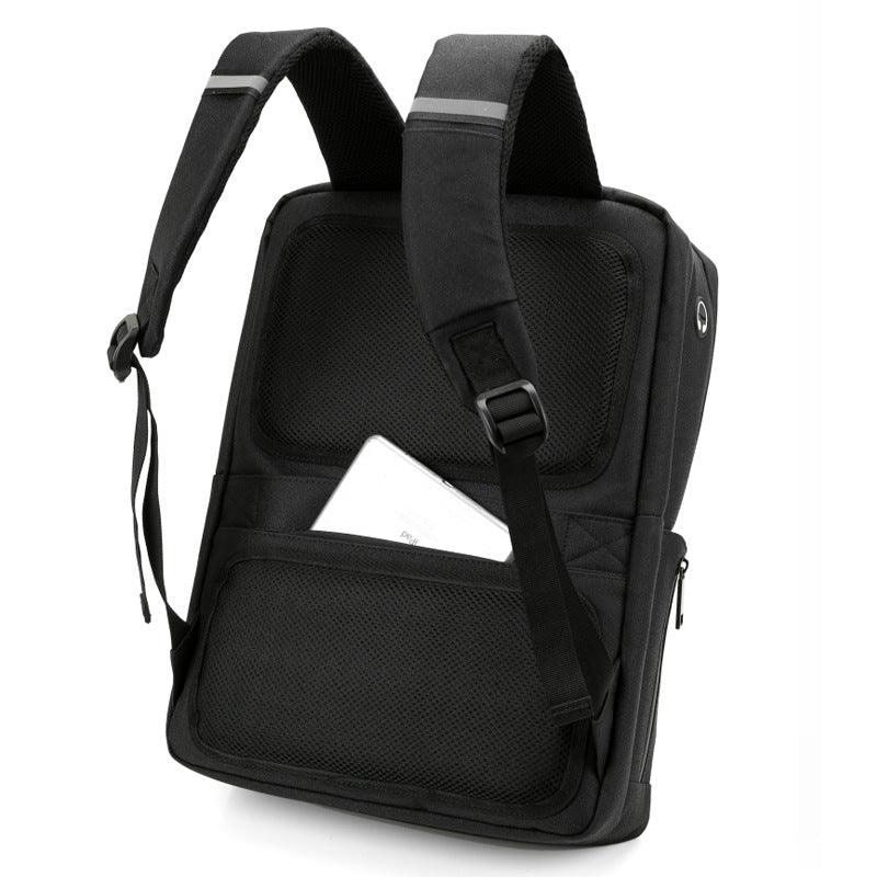 Undefyning Lynes black tech commuter laptop backpack with padded shoulder straps and back mesh pocket