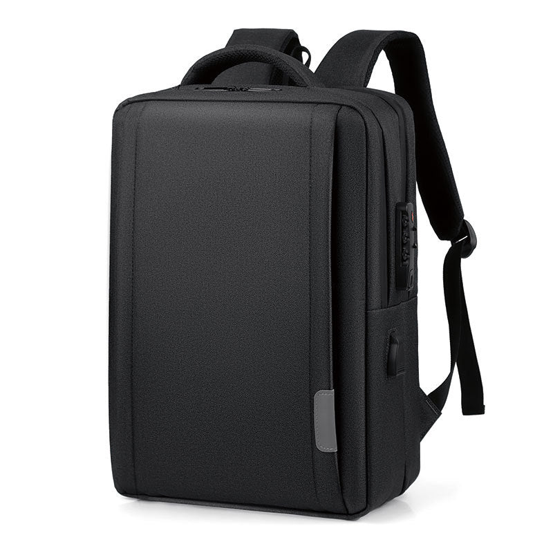 Undefyning Lynes black tech commuter laptop backpack with structured polyester shell and padded shoulder straps