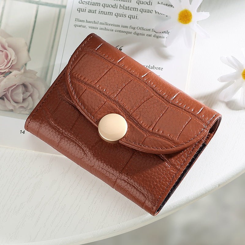 Undefyning Lynes Cowhide Compact Wallet — Genuine Leather Plaid Multi-Functional Bifold - Undefyning Lynes