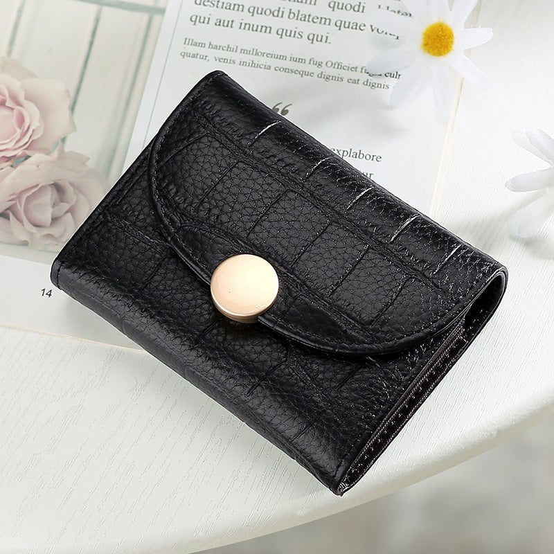 Undefyning Lynes Cowhide Compact Wallet — Genuine Leather Plaid Multi-Functional Bifold - Undefyning Lynes