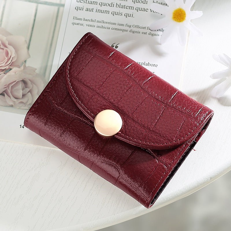 Undefyning Lynes Cowhide Compact Wallet — Genuine Leather Plaid Multi-Functional Bifold - Undefyning Lynes