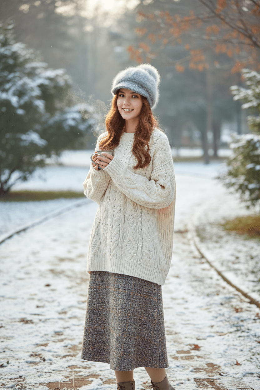 Undefyning Lynes Fox Fur Ball Knit Cap — Women's Rabbit Fur Peaked Hat - Undefyning Lynes