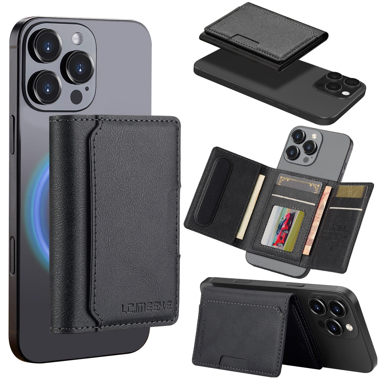 Undefyning Lynes Magnetic Card Holder iPhone Case — Anti-Skimming Faux Leather Wallet Case - Undefyning Lynes