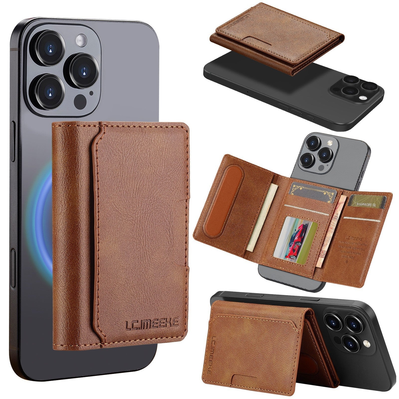 Undefyning Lynes Magnetic Card Holder iPhone Case — Anti-Skimming Faux Leather Wallet Case - Undefyning Lynes