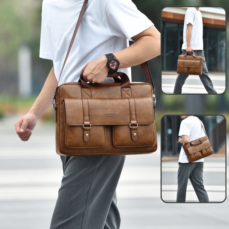 Undefyning Lynes Men's Business Shoulder Briefcase — Large Capacity Crossbody - Undefyning Lynes
