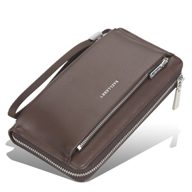 Undefyning Lynes Men's Large Zippered Clutch Bag — PU Leather Business & Commuter Wristlet - Undefyning Lynes