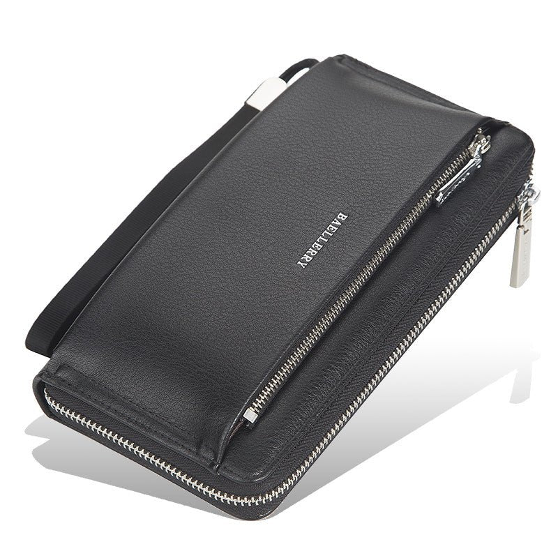 Undefyning Lynes Men's Large Zippered Clutch Bag — PU Leather Business & Commuter Wristlet - Undefyning Lynes